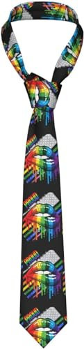 Herren Krawatte Lesbischer Regenbogen Lippen Stolz Herren Hochzeit Krawatten Weich,Klassisch Hochzeitskrawatte Für Business Büro Festliche