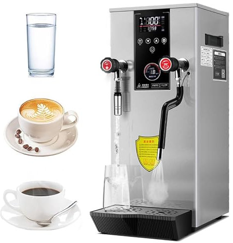 Espumador De Leche a Vapor Comercial De 2200W, 12L Automático, Con Pantalla LED, Calentamiento Rápido Para Café, Leche, Té Con Leche Y Para El Hogar O La Cafetería,Silver