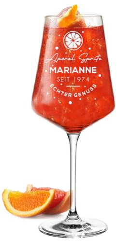 polar-effekt Aperol Weinglas 560 ml mit Wunschgravur für Freundin - Cocktailglas für Spritz, Cocktails und Säfte - Frauengeschenk zum Geburtstag - extra spülmaschinenfest