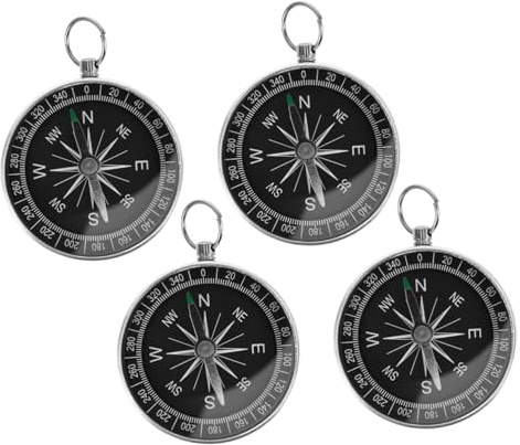 ADOCARN 4 Stücke Mini-kompass Aus Aluminiumlegierung Als Schlüsselanhänger Tragbares Navigationstool Für Outdoor-aktivitäten Camping Und Wandern Kompakter Rettungskompass Für Reisen Und Ab