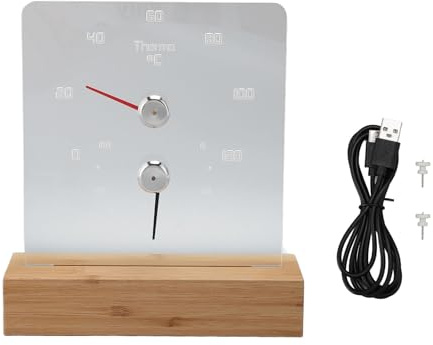 Bastu termometer Hygrometer 2 i 1 RGB LED Wood Base vägg Monterbar hygrotermograf för mätning av temperaturfuktighet i bastu rum ångrum (Celsius 0℃-120℃)
