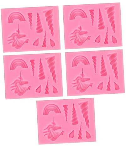 OUNONA 5 Pièces Moule à Chocolat Silicone Forme de Licorne pour Décoration de Gâteaux Facile à Utiliser et Créatif pour Pâtisserie et Bonbons