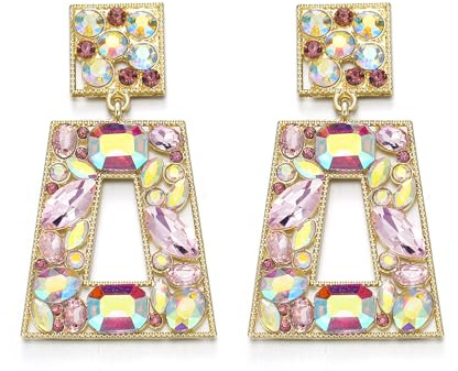 EVER FAITH Vintage strass-örhängen kristall geometriska örhängen modesmycke för kvinnor bröllop bal och fester, Kristall