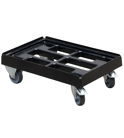 Transportroller für Kisten 60 x 40 cm mit 2 Bockrollen und 2 Bremsen in schwarz