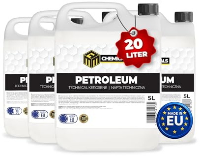 MRM Chemicals – Petroleum 4 x 5L – Hochreiner Brennstoff für Öllampen, Petroleumlampen, Laternen, Fackeln & Camping – Lampenöl gerucharm – Made in EU