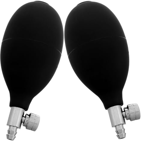 Schwarze Pvc Handluftpumpe mit Metallventil für Manuelle Inflation | Krankenhaus und Zuhause, Ergonomische Form, 2 Stück-pack, Passend für Aufblasbare Kissen