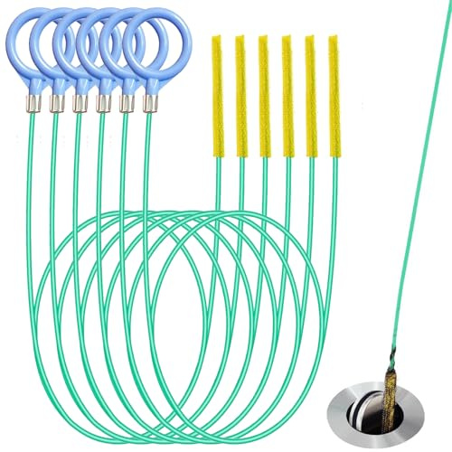 ZBXSNK 6 Pcs Drain Snake Unblocker, 35 Inch Long Flexible Sink Drain Unblocker Tool, Drain Brush for Kitchen Sink, Bathroom, Tub, Shower, Sewer - Anti Break Metal Nylon Clog Remover