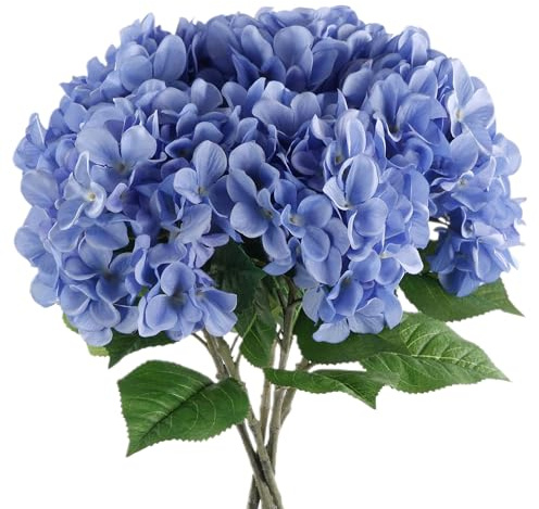 5er Set Blaue Künstliche Hortensien 20 Real Touch Hochzeit Home Tischdeko