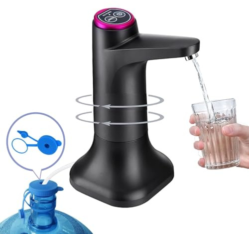 Dispensador de agua portátil de grado alimenticio BPA - Batería recargable por USB de larga duración universal compatible con jarras grandes, bomba silenciosa y eficiente para uso doméstico RV y