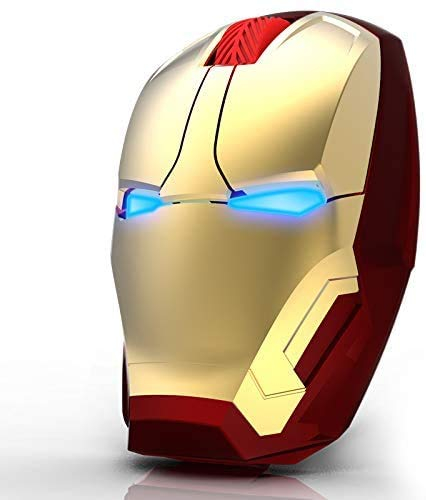 Ratón inalámbrico Cool Iron Man Mouse 2.4G Portátil Mobile Computer Click Silent Mouse Optical Mice with USB Receiver, for Notebook PC Laptop Computer MacBook (Gold)