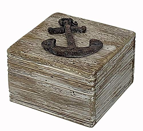 maritime Holz Serie Shabby ┼ Leuchtturm ┼ Anker ┼ Steuerrad ┼ Schatz-Truhe ┼ Bilder-Rahmen ┼ Deko - Nautic ┼ exklusive Artikel (Holztruhe 12x12cm)