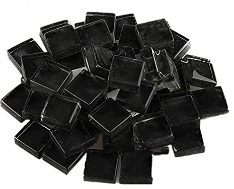 Carreaux de mosaïque en verre carrés de 200 g pour loisirs créatifs, décoration, 1 x 1 cm (noir)