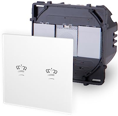 Luxus-Time Touch Lichtschalter KRONE Glas Sensor Schalter Wechselschalter Schuko Steckdosen USB Weiß Schwarz Gold (Modul: Touch Serien Lichtschalter 2-Weg, Weiß)
