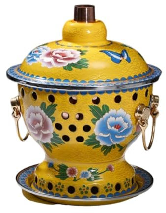 VIDECOR Chafing Dishes, Einzelperson, Kleiner Kupfertopf, Alter Pekinger Kleiner Dicker Kuh-Hot Pot, Chinesischer Traditioneller Cloisonné-Hot Pot, Kommerzieller Alkoholanteil,X