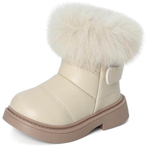 MK MATT KEELY Botas Niña Invierno Botas Nieve Exterior Bebé Niño Botas Impermeable con Suela de Goma Antideslizante,Beige,EU 22(CN23)