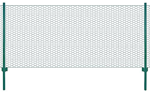 Zäune & Absperrungen, Zaunpaneele Maschendrahtzaun mit Pfosten Stahl 25x0,5m grün