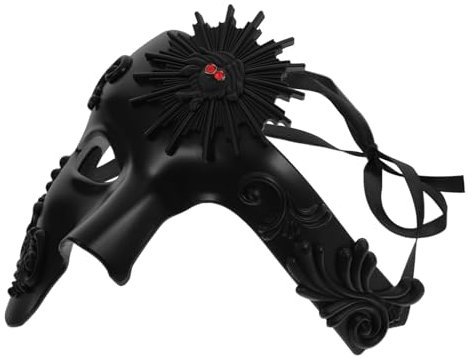 PRETYZOOM Masque de Mascarade Vénitien à Demi-visage Noir Ajustable pour Homme Adulte Événement Costumé
