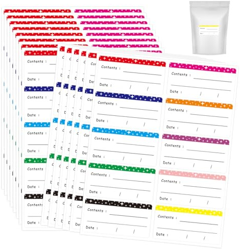 Huoflame Gefrieretiketten Selbstklebend Ablösbar 300 Stück - Bunte Klebeetiketten zum Beschriften 6x3cm - Wasserfeste Aufkleber für Gefrierdosen, Gläser, Lebensmittel, Küche, Tiefkühletiketten