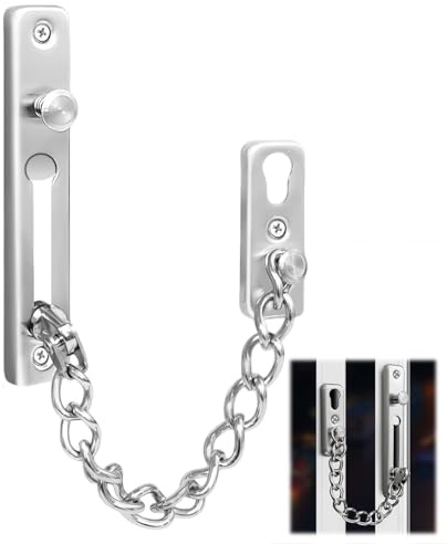 HAYGEM Cerrojo Puerta Interior Argento, Cadena Puerta Seguridad Acciaio Inox, Cerradura de Cadena de Puerta Porte Interne, para Hoteles, Viviendas, Puertas Interiores, Ventanas, Pisos