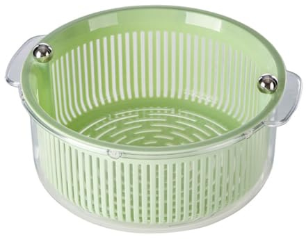 Set scolapasta da Cestello di scarico a doppio strato Cestello per lavaggio frutta e verdura rotante con filtro per ciotola per Uso domestico Materiale PET 400g (Verde)