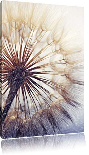 Pixxprint Schöne Pusteblume Bunstift Effekt, Größe: 80x60cm, Leinwandbild, fertig gespannt, Wandbild, Dekoration, Kunstdruck, kein Poster
