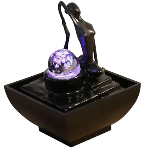 Zen'Light YOGA1 Fontana in poliresina, dimensioni: 12 x 12 x 17 cm, colore: Nero