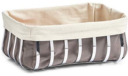 Zeller Brotkorb mit Beutel/Brotkörbchen, Metall/Baumwolle