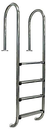 Gre 40274 - Escalera de Seguridad para Piscinas Enterradas - Acero Inoxidable, Peldaños Antideslizantes y Sistema de Protección Infantil