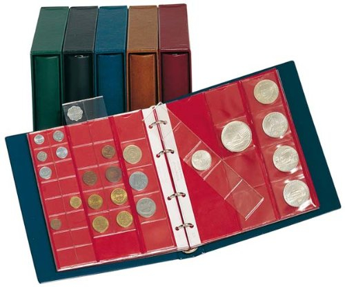 Lindner 1106E - W Set: Karat-Münzenalbum CLASSIC mit Kassette-weinrot