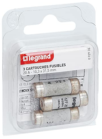 Legrand - LEG92926 - 3 Cartouches Fusibles 20 A - 10,3 x 31,5