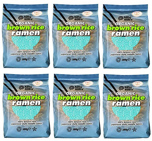 King Soba 6-Pack Gluten Free & Organic Brown Rice Ramen 280g - 4 Noodle Cakes Per Pack