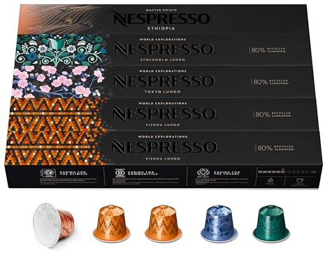 NESPRESSO ORIGINAL Lungo Auswahl 50 Kaffeekapseln | Arabica & Robusta Kaffee, Helle bis dunkle Röstung