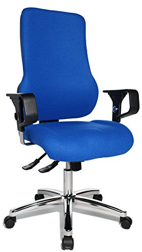 Topstar Sitness 55, Fitness-Drehstuhl, Bürostuhl, Schreibtischstuhl, inkl. höhenverstellbare Armlehnen, Bezugsstoff, blau | Made in Germany | Ergonomisch | Drehstuhl, Schreibtischstuhl | höhenverstellbar | Geprüfte Sicherheit nach GS-Intertek