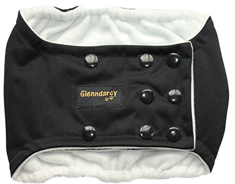 Glenndarcy Hundewindeln - Urininkontinenz - Poppers - Black Medium Band & 2 Washable Pads