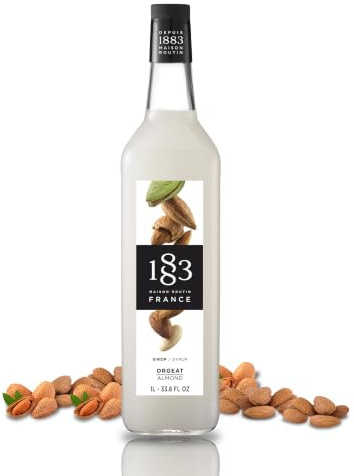 1883 Maison Routin Premium Almond Syrup, 1 Litre PET Bottle | Flavoured Syrup, For Coffee, Tea, Cocktails, Iced Drinks & Desserts, Made with Pure Cane Sugar, No Artificial Colours, Vegan