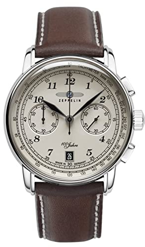 Zeppelin 100 Years Herren Uhr analog Quarzwerk mit Leder Armband 7674-6
