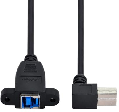 chenyang USB 3.0 Typ B Stecker auf Buchse, 90 Grad abgewinkeltes Verlängerungskabel mit Panel-Montageschraube für Drucker, Festplatte 50cm
