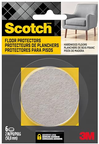 Scotch Felt Furniture Pads 6 PCS Furniture Pads for Hardwood Floors, Round, Beige, 2 Diameter