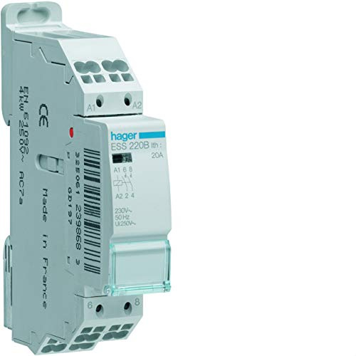 contacteur modulaire - 20a - 2 contacts nf - 230v - hager ess220b