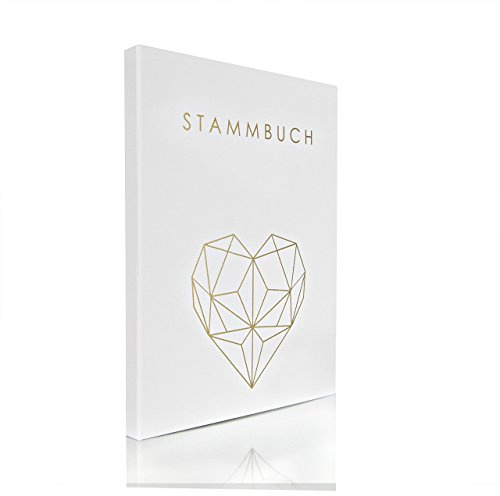 Hochzeitideal – Stammbuch der Familie Serie Geometric weiß DIN A4 - Buchbinderleinen Stammbuch Hochzeit - Familienbuch Standesamt mit 4-Fach Ringmechanik 3 Klarsichthüllen