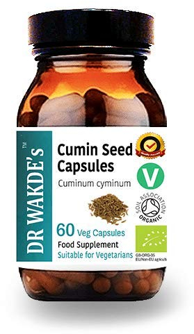 DR WAKDEs Organic Cumin Seed Capsules I 60 Veg Capsules I Herbal Supplement I Vegan Friendly I Ayurveda
