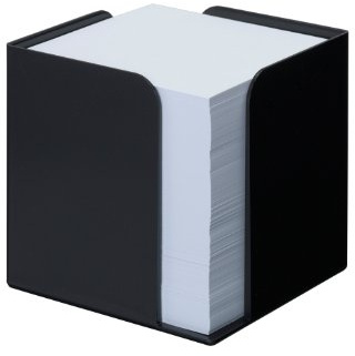 Jalema 2299172090 Zettelwürfel Re-Solution, aus 100% Recycling-Kunststoff, Blauer Engel zertifiziert, Zettelbox, Zettelkasten, Notizbox für Büro, inclusive 850 Blatt holzfreies 80g/qm Papier, schwarz