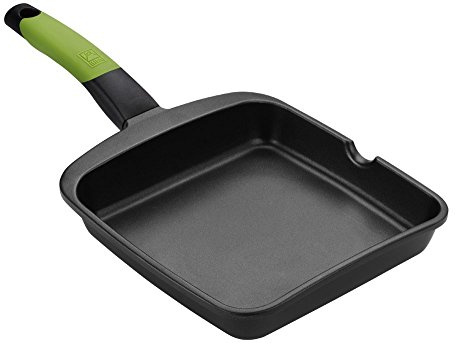 BRA Prior Grill asador liso, 28 cm, aluminio fundido con antiadherente, apto para todo tipo de cocinas incluida inducción