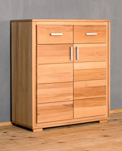 Woodline Multi Kommode Genf Kernbuche massiv geölt/gewachst, Ausführung der Schubladen:mit normalen Auszug