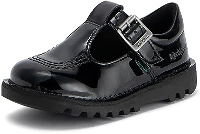Kickers Girl's Kick T Bar Black School Shoes | Classic & Stylish | Extra Comfortable | Premium Quality, Black, 7 UK Child