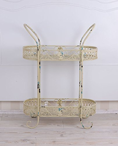 Etagere Shabby Chic Blumentreppe Blumenetagere 90cm Dekoration Metallregal Beige Blumenbank aja052 Palazzo Exklusiv