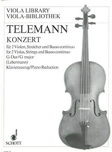 Konzert G-Dur: 2 Violen, Streicher und Basso continuo. Klavierauszug mit Solostimmen. (Edition Schott)