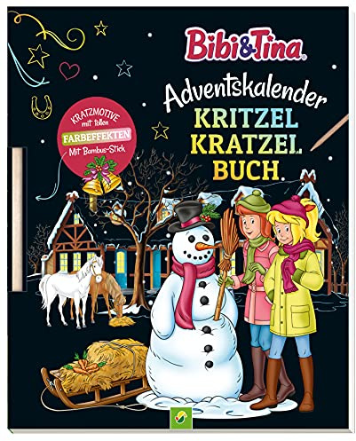 Bibi & Tina Adventskalender Kritzel-Kratzel Buch: Kratzbuch mit Bambus-Stick. Für Bibi und Tina Fans ab 5 Jahren