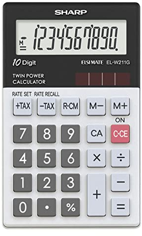 Sharp EL-W211G Calculette à 10 chiffres, calcul de l'impôt