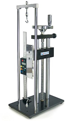Manual test stand for precise testing, with digital length meter [Sauter TVL] Travel distance per knob rotation (one stroke): 3,1 mm
